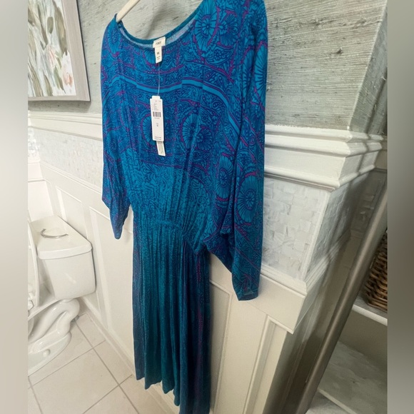 NWT new medium Anthropologie TINY Ann Marie midi dress blue drapey batik - Picture 7 of 15